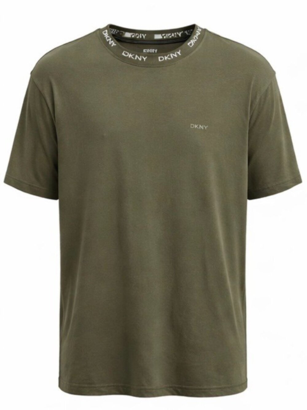 DKNY Men’s T-Shirt XL Olive Green Logo Neck Trim New w/ Tags